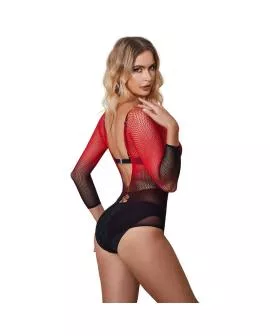 SUBBLIME 952259 - Rotes Schwarzes Netzkleid Lange Ärmel