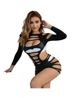 Subblime - Elastisches Langarmel-Netz-Kleid Schwarz One Size