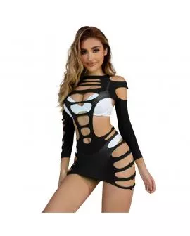 SUBBLIME - 952266 LANGRMELIGER ELASTISCHER NETZ-KLEID SCHWARZ EINE GRÖSSE