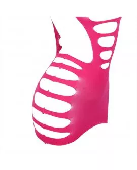 SUBBLIME - 952273 LANGRMELIGER ELASTISCHER NETZ-KLEID ROSA EINE GRÖSSE