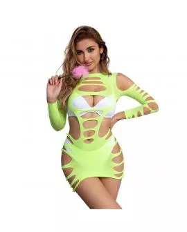 SUBBLIME - 952280 GRÜN LANGRMELIGER ELASTISCHER NETZ-KLEID EINE GRÖSSE