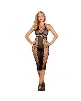 SUBBLIME - 952310 LANGES SCHWARZES NETZ-KLEID EINE GRÖSSE