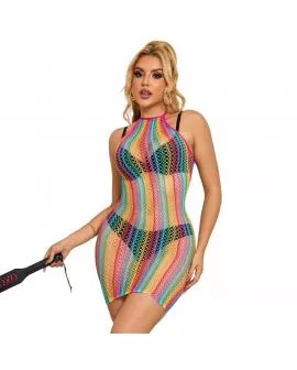 SUBBLIME - 952341 REGENBOGEN-NETZ-KLEID EINE GRÖSSE