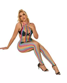 Subblime 952358 Rainbow Neckholder Netzkleid - Eine Größe