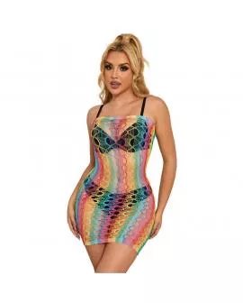SUBBLIME - 952365 RAINBOW NETZ-KLEID MIT FREIEN SCHULTERN EINE GRÖSSE