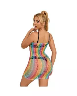 SUBBLIME - Rainbow Netz-Kleid mit freien Schultern - Eine Größe