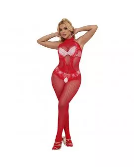 SUBBLIME - 952372 BODYSTOCKING AUS NETZ UND SPITZE MIT HOHER HALS UND OHNE SCHRITT ROT EINE GRÖSSE