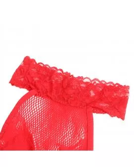 SUBBLIME - 952372 BODYSTOCKING AUS NETZ UND SPITZE MIT HOHER HALS UND OHNE SCHRITT ROT EINE GRÖSSE