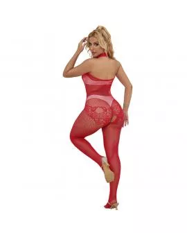 SUBBLIME - 952372 BODYSTOCKING AUS NETZ UND SPITZE MIT HOHER HALS UND OHNE SCHRITT ROT EINE GRÖSSE