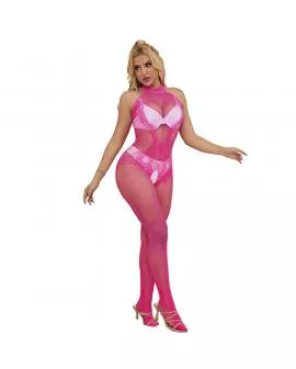 SUBBLIME - 952389 BODYSTOCKING MIT SCHNITTFREIEM NETZ UND SPITZE MIT HOHEM HALS EINE GRÖSSE
