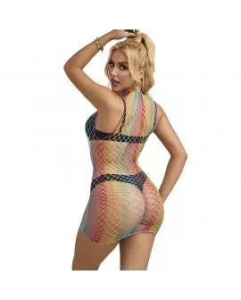 SUBBLIME - 952433 RAINBOW HOHER KRAGEN RMELLOSER NETZ KLEID EINE GRÖSSE