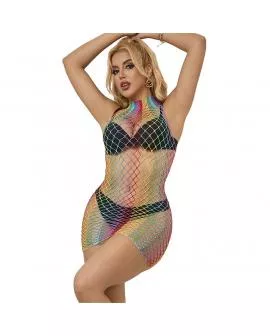 SUBBLIME - 952433 RAINBOW HOHER KRAGEN RMELLOSER NETZ KLEID EINE GRÖSSE