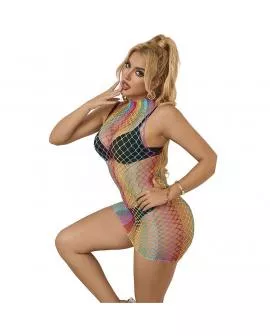 SUBBLIME - 952433 RAINBOW HOHER KRAGEN RMELLOSER NETZ KLEID EINE GRÖSSE