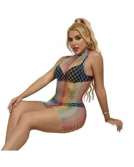 SUBBLIME - 952433 RAINBOW HOHER KRAGEN RMELLOSER NETZ KLEID EINE GRÖSSE