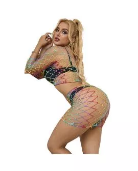 SUBBLIME 2-Teiliger Netz-Satz Langarm Regenbogen - Eine Größe