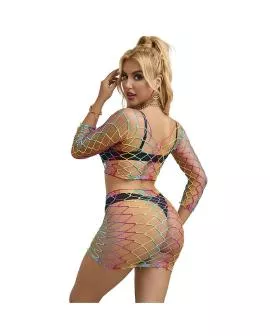 SUBBLIME 2-Teiliger Netz-Satz Langarm Regenbogen - Eine Größe