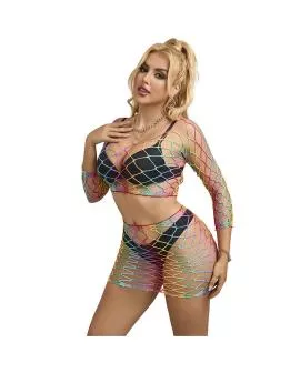 SUBBLIME 2-Teiliger Netz-Satz Langarm Regenbogen - Eine Größe