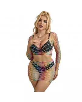 SUBBLIME - 952440 2-TEILIGER NETZ-SATZ LANGARM REGENBOGEN EINE GRÖSSE