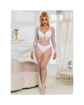 SUBBLIME - 952396 NETZ-BODYSTOCKING MIT DIAMANTEN LANGARM WEISS EINE GRÖSSE