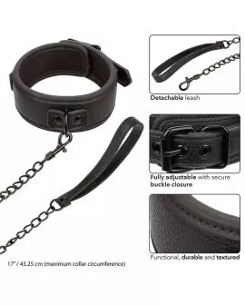 Calexotics Nocturnal - Lederhalsband Leine Schwarz