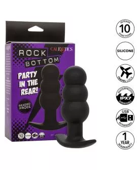 Calexotics Rock Bottom Analplug - Perlen, 10 Vibrationen, Silikon Schwarz