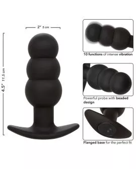 Calexotics Rock Bottom Analplug - Perlen, 10 Vibrationen, Silikon Schwarz