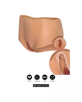 Hidden Desire Alter Ego Offener Vagina-Arsch-Slip - Hautfarbe