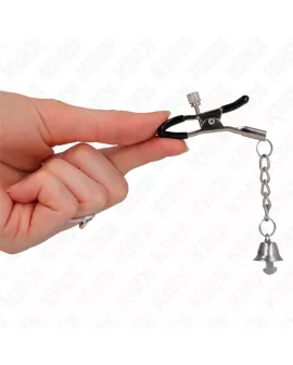 KINK - Silberne Nippelklemme mit Glockenanhänger 6 cm