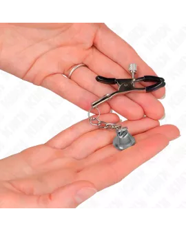 KINK - Silberne Nippelklemme mit Glockenanhänger 6 cm