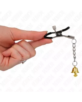 KINK - Goldene Nippelklemme mit Glockenanhänger 6 cm