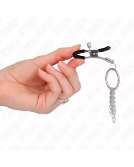 KINK O-Ring Nippleklemme mit Kette Silber 6 cm