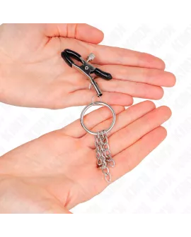 KINK O-Ring Nippleklemme mit Kette Silber 6 cm