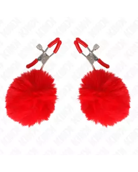 KINK - Kunstfellball-Nippelklammmer Rot 6 cm