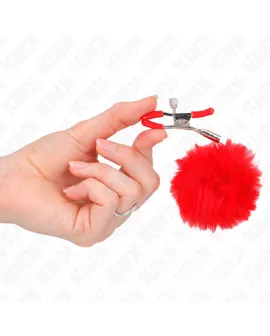 KINK - Kunstfellball-Nippelklammmer Rot 6 cm