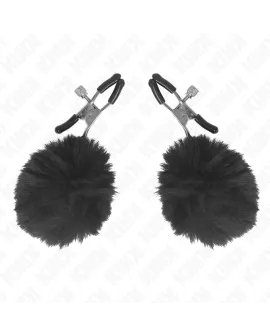 KINK - Kunstfellball-Nippelklammmer Schwarz 6 cm