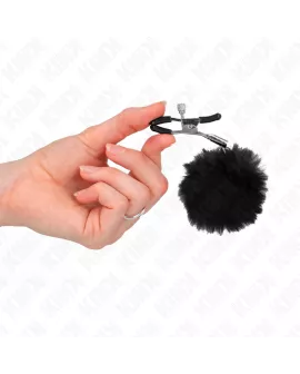 KINK - Kunstfellball-Nippelklammmer Schwarz 6 cm