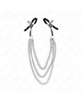KINK - Nippleklemmen mit 3 Ketten Silber 20/23/28 cm