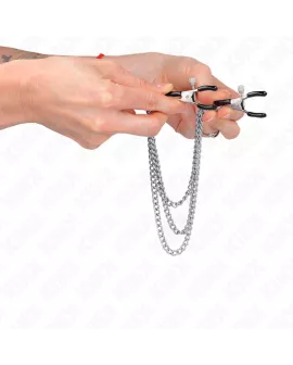 KINK - Nippleklemmen mit 3 Ketten Silber 20/23/28 cm