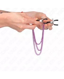 KINK - Nippelklemmen mit 3 Ketten lila 20/23/28 cm