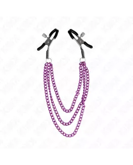 KINK - Nippelklemmen mit 3 Ketten lila 20/23/28 cm