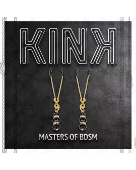 KINK - Goldene Dünne Nippelklemme mit 3 Schwarzen Glasperlen 7 cm