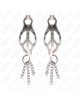 KINK - Japanische Kleblatt-Nippelklammen mit Ketten Silber