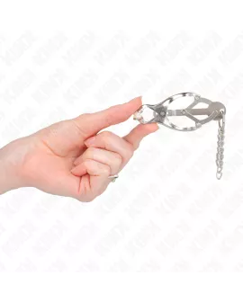 KINK - Japanische Kleblatt-Nippelklammen mit Ketten Silber