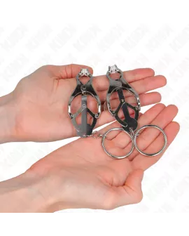 KINK - O-Ring Japanische Kleblatt-Nippelklammen Silber