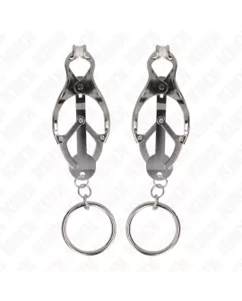 KINK - O-Ring Japanische Kleblatt-Nippelklammen Silber