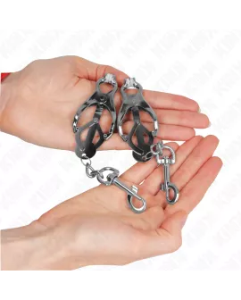KINK - Japanische Kleblatt-Nippelklammen mit Haken Silber