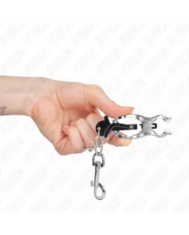 KINK - Japanische Kleblatt-Nippelklammen mit Haken Silber
