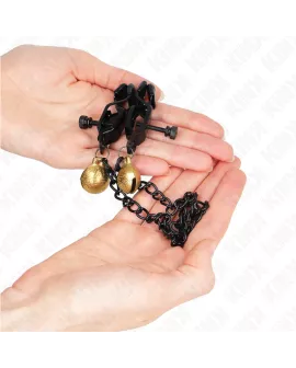 KINK - Flache Kette Nippelklemme mit Glocke Silber 30 cm