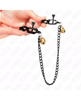 KINK - Flache Kette Nippelklemme mit Glocke Silber 30 cm