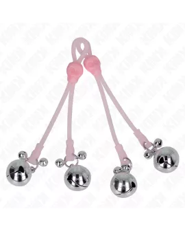 KINK - Leuchtende Totenkopf-Nippelklammen Rosa/Silber